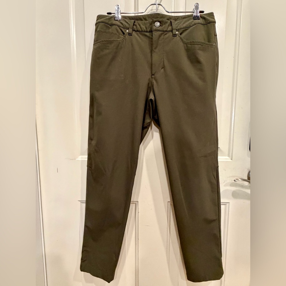 Lululemon ABC Slim-Fit 5 Pocket Pants  Dark Olive Green Warpstreme 31w 29in